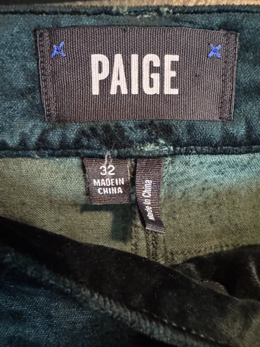 PAIGE Hoxton Velvet Skinny Jean - Emerald - Picture 2 of 3